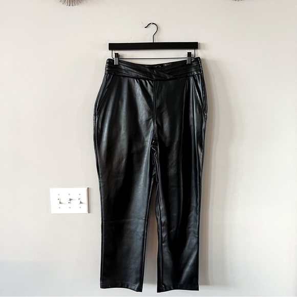 Like New! 7 For All Mankind High Rise Straight Leg Faux Leather Pants - Picture 2 of 8
